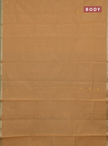 Semi maheswari cotton saree peach shade and cs blue with zari woven buttas and small zari woven border