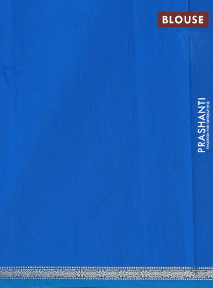 Semi maheswari cotton saree peach shade and cs blue with zari woven buttas and small zari woven border