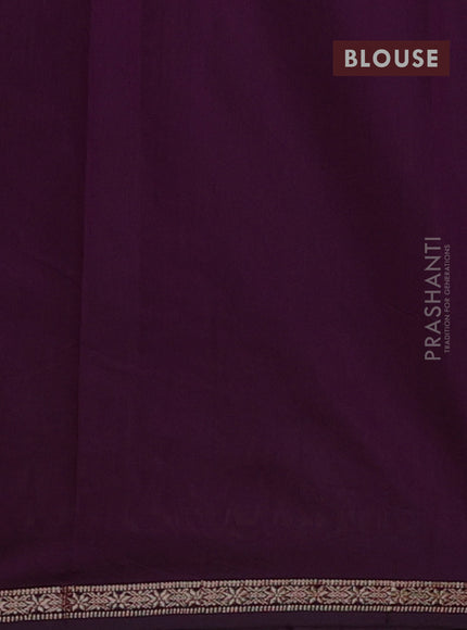 Semi maheswari cotton saree dark beige and purple with zari woven buttas and small zari woven border