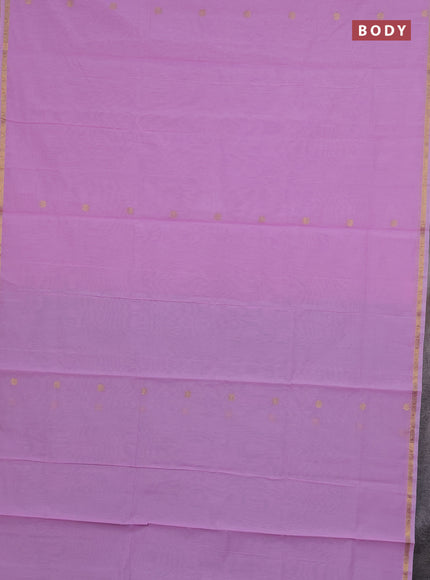 Semi maheswari cotton saree lavender and teal green with zari woven buttas and small zari woven border
