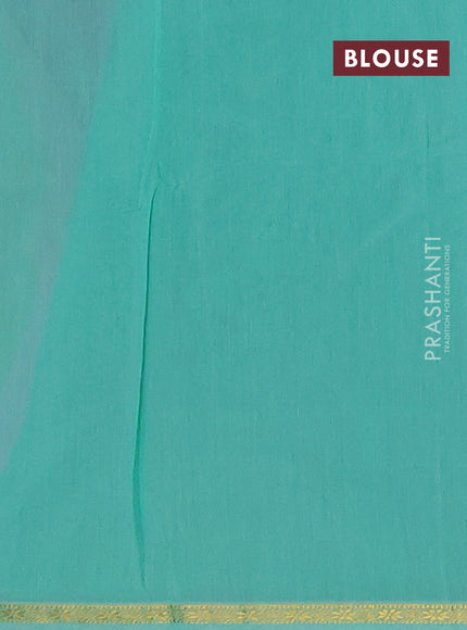 Semi maheswari cotton saree lavender and teal green with zari woven buttas and small zari woven border