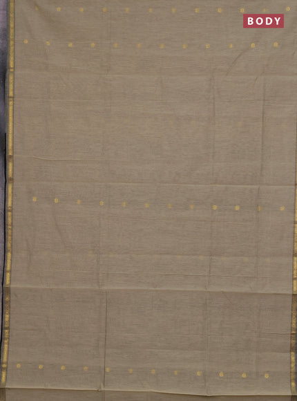 Semi maheswari cotton saree beige shade and black with zari woven buttas and small zari woven border