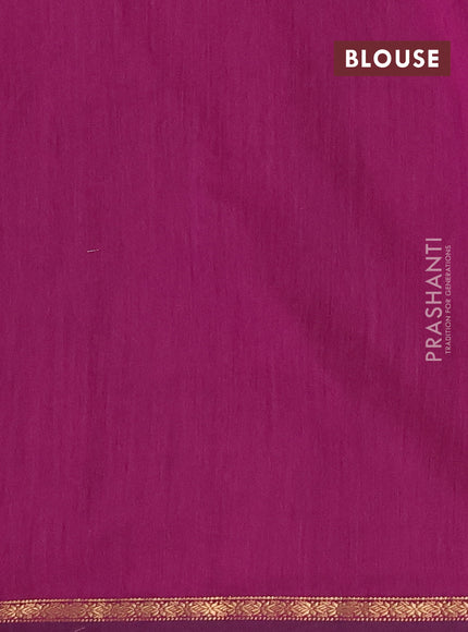 Semi maheswari cotton saree green and purple with zari woven buttas and small zari woven border