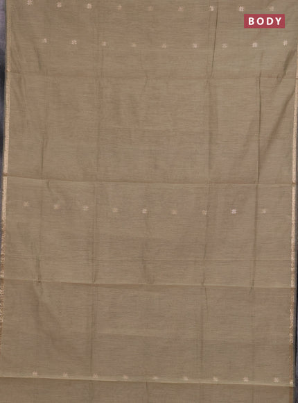 Semi maheswari cotton saree beige and black with zari woven buttas and small zari woven border