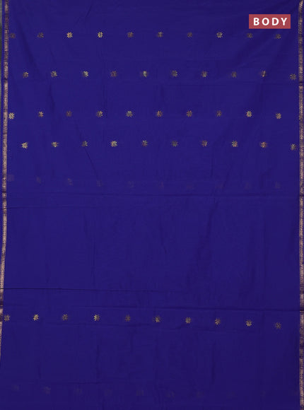 Semi maheswari cotton saree royal blue and lavender with zari woven buttas and small zari woven border