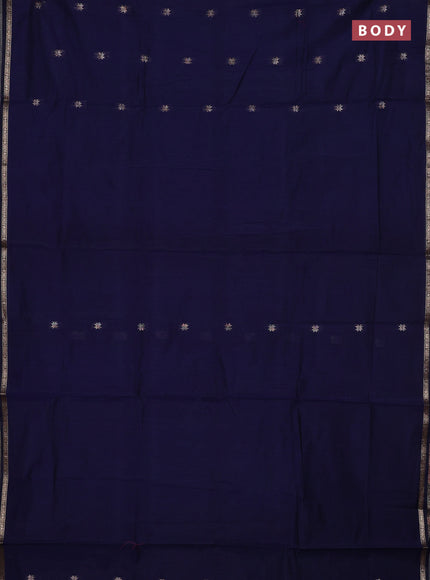 Semi maheswari cotton saree navy blue and magenta pink with zari woven buttas and small zari woven border