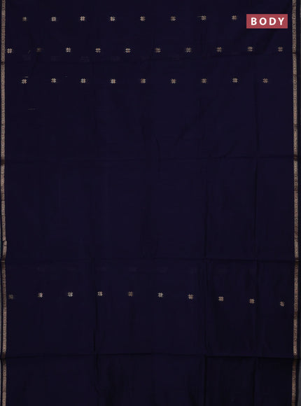 Semi maheswari cotton saree navy blue and teal green with zari woven buttas and small zari woven border