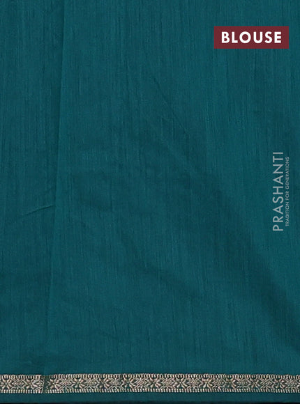 Semi maheswari cotton saree navy blue and teal green with zari woven buttas and small zari woven border