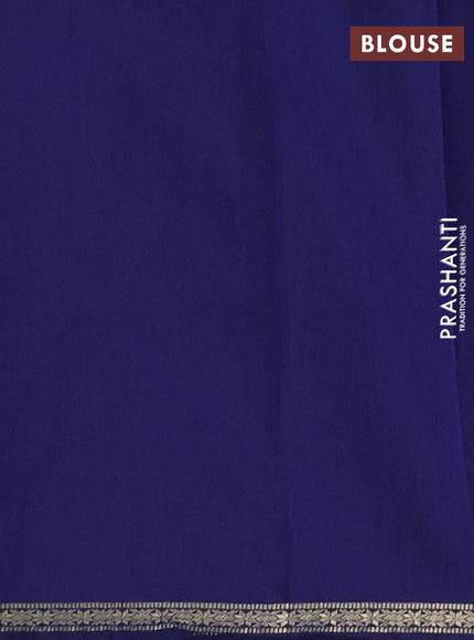 Semi maheswari cotton saree peacock green and navy blue with zari woven buttas and small zari woven border