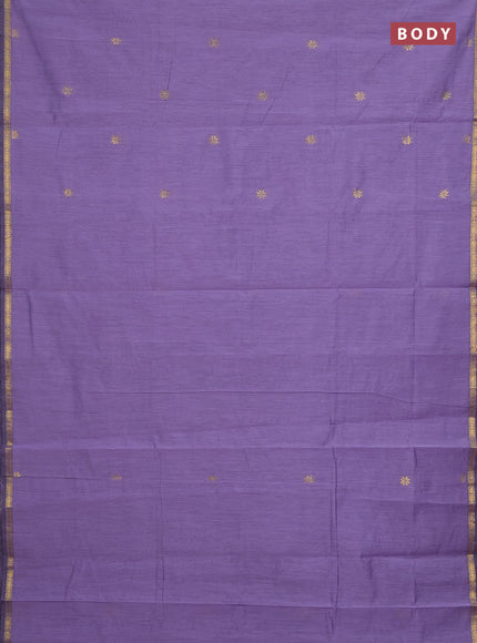 Semi maheswari cotton saree pastel purple and violet with zari woven buttas and small zari woven border