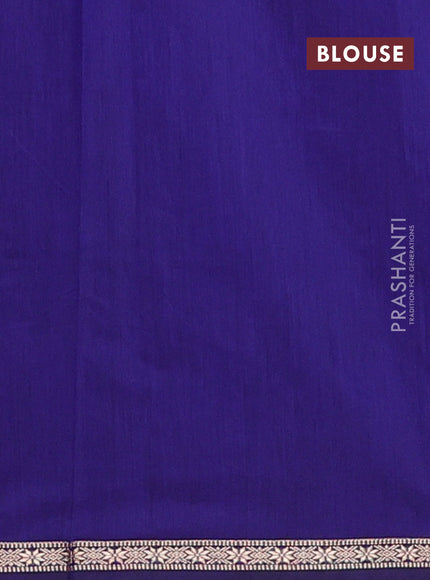 Semi maheswari cotton saree bottle green and navy blue with zari woven buttas and small zari woven border