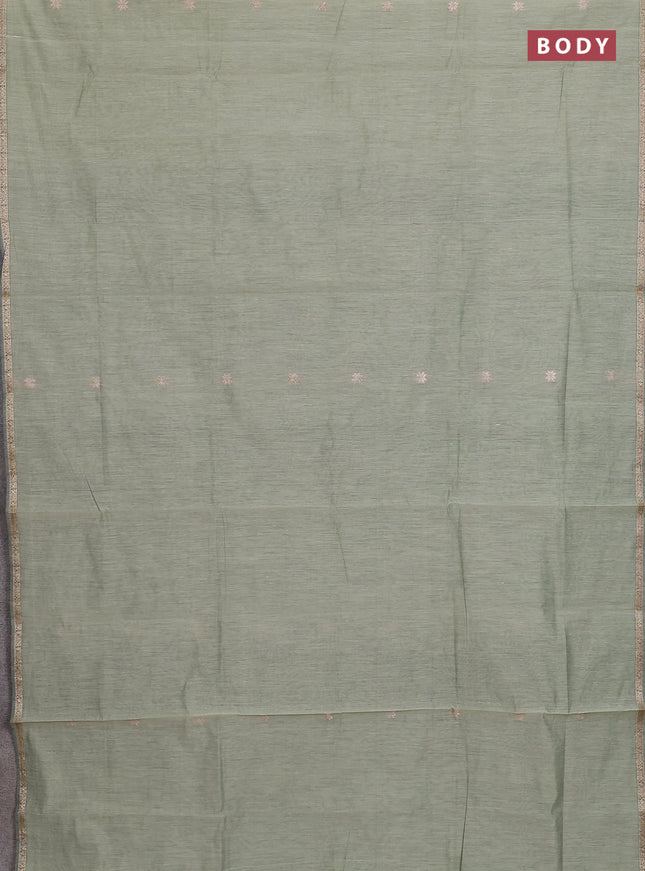Semi maheswari cotton saree elaichi green and bottle green with zari woven buttas and small zari woven border
