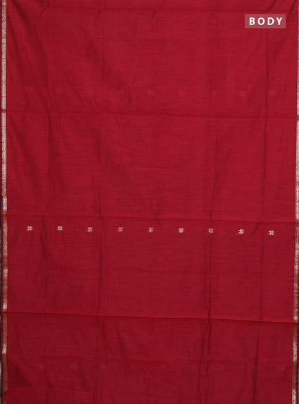 Semi maheswari cotton saree maroon and navy blue with zari woven buttas and small zari woven border