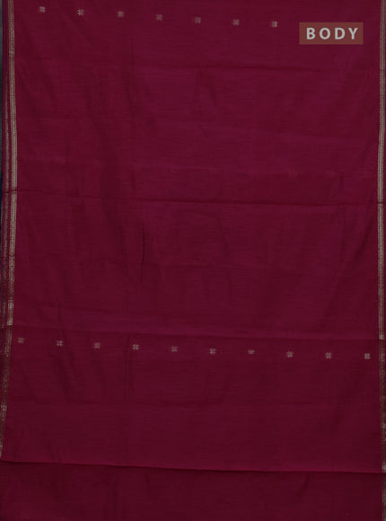 Semi maheswari cotton saree magenta pink and navy blue with zari woven buttas and small zari woven border