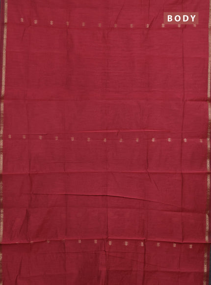 Semi maheswari cotton saree pink and black with zari woven buttas and small zari woven border