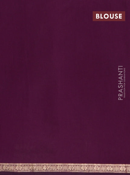 Semi maheswari cotton saree beige and deep purple with zari woven buttas and small zari woven border