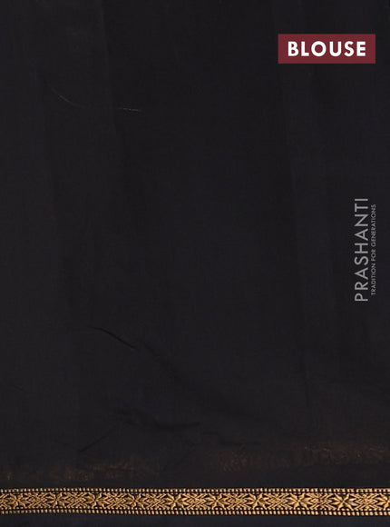 Semi maheswari cotton saree dark mustard yellow and black with zari woven buttas and small zari woven border