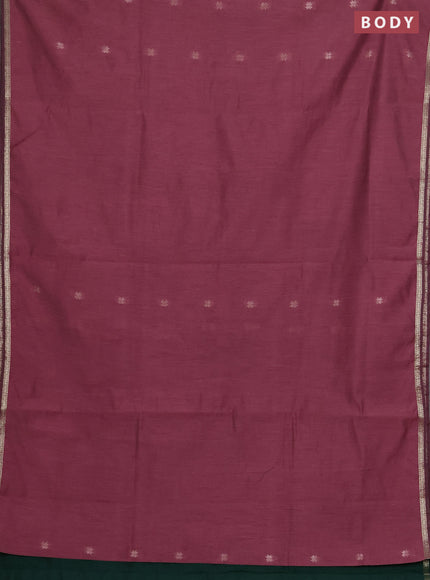 Semi maheswari cotton saree onion pink and green with zari woven buttas and small zari woven border