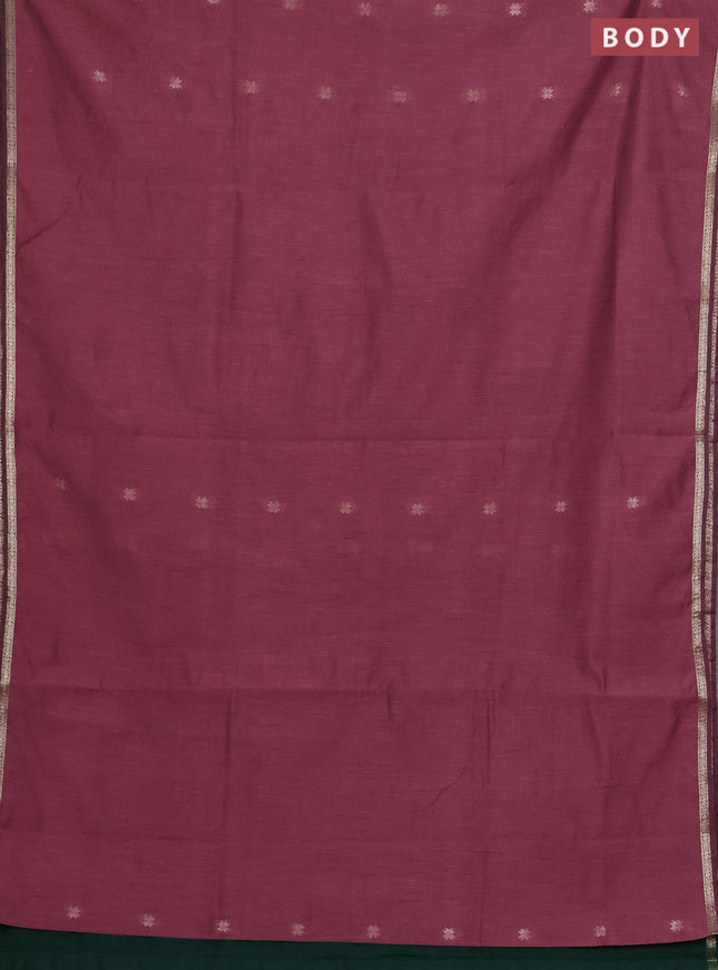 Semi maheswari cotton saree onion pink and green with zari woven buttas and small zari woven border