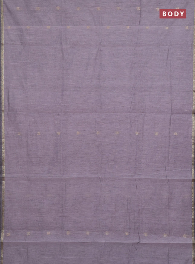 Semi maheswari cotton saree grey and magenta pink with zari woven buttas and small zari woven border