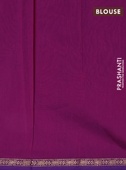 Semi maheswari cotton saree peacock green and magenta pink with zari woven buttas and small zari woven border