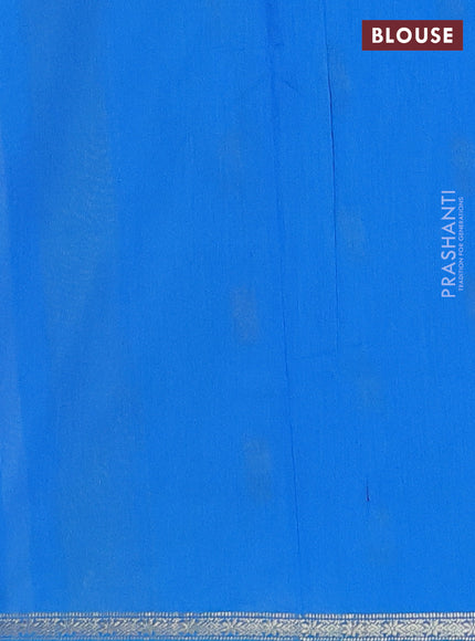 Semi maheswari cotton saree pastel blue and cs blue with zari woven buttas and small zari woven border