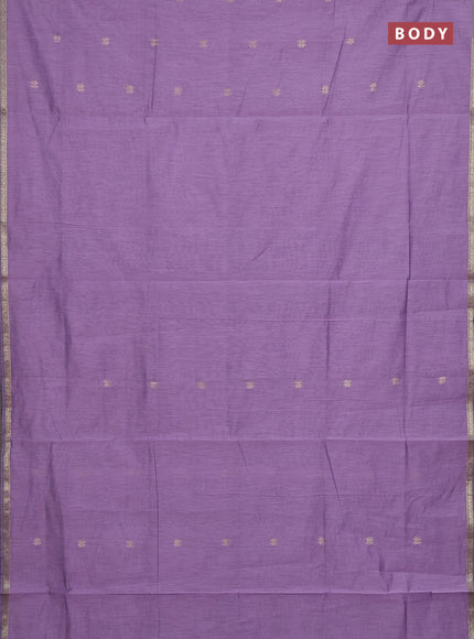 Semi maheswari cotton saree pastel purple and violet with zari woven buttas and small zari woven border