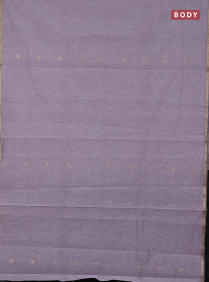 Semi maheswari cotton saree pastel shade of purple and black with zari woven buttas and small zari woven border