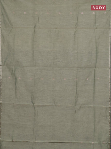 Semi maheswari cotton saree pastel green and bottle green with zari woven buttas and small zari woven border