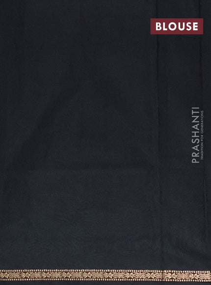 Semi maheswari cotton saree green and black with zari woven buttas and small zari woven border