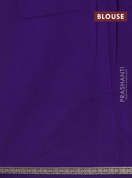 Semi maheswari cotton saree lime green and violet with zari woven buttas and small zari woven border