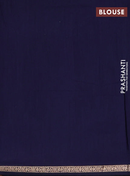 Semi maheswari cotton saree navy blue with zari woven buttas and small zari woven border