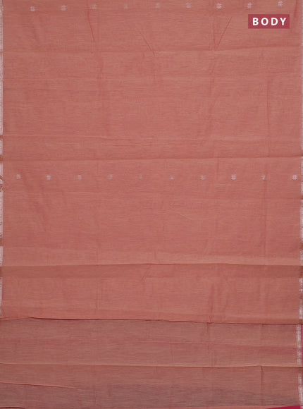 Semi maheswari cotton saree peach and pink with zari woven buttas and small zari woven border