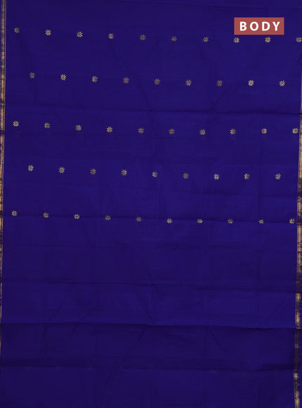 Semi maheswari cotton saree royal blue and pastel grey with zari woven buttas and small zari woven border