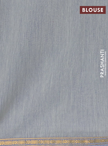 Semi maheswari cotton saree royal blue and pastel grey with zari woven buttas and small zari woven border