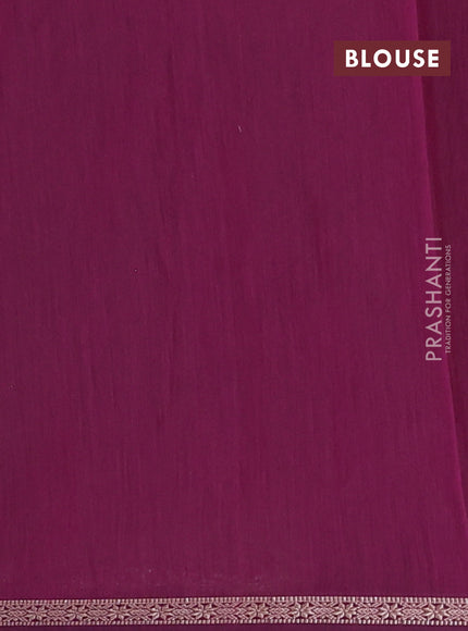 Semi maheswari cotton saree green and deep purple with zari woven buttas and small zari woven border