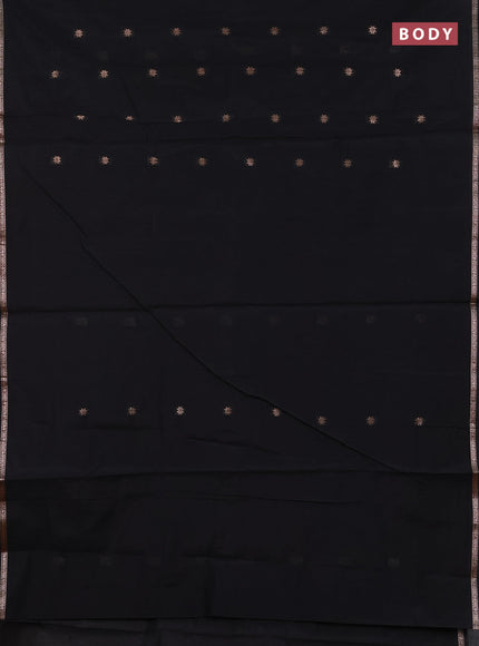 Semi maheswari cotton saree black and maroon with zari woven buttas and small zari woven border