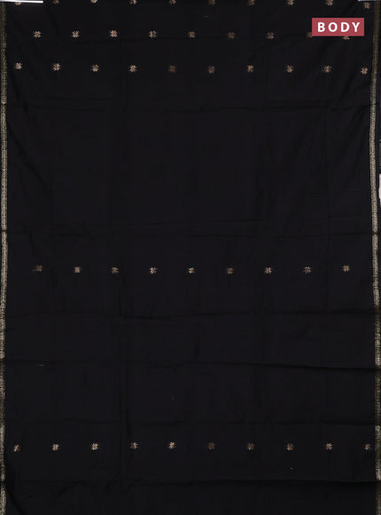 Semi maheswari cotton saree black with zari woven buttas and small zari woven border