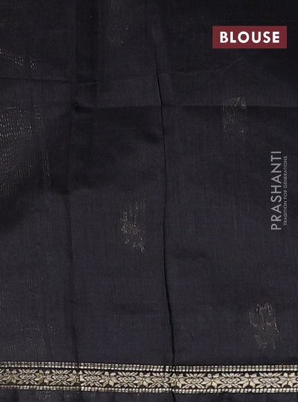 Semi maheswari cotton saree black with zari woven buttas and small zari woven border
