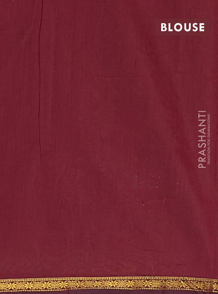 Semi maheswari cotton saree lime green and maroon with zari woven buttas and small zari woven border