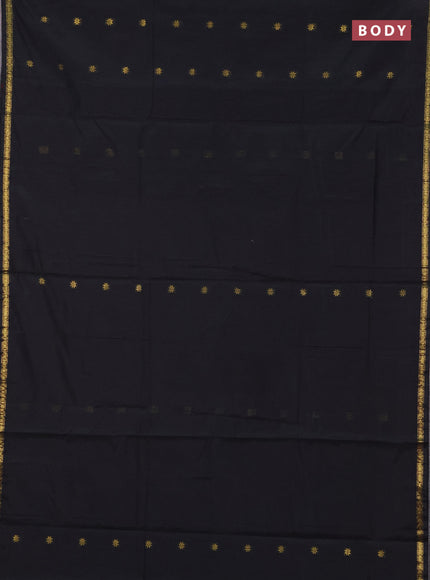 Semi maheswari cotton saree black and beige with zari woven buttas and small zari woven border