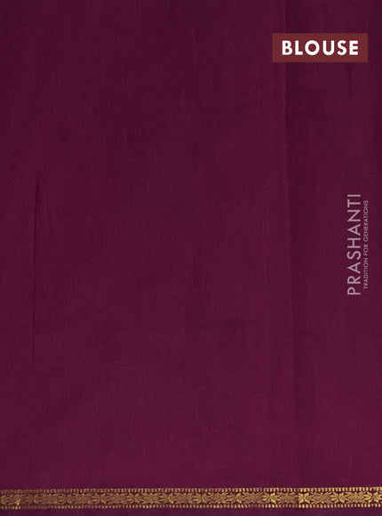 Semi maheswari cotton saree green and deep purple with zari woven buttas and small zari woven border