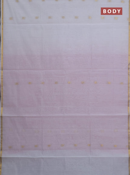 Semi maheswari cotton saree off white and pink with zari woven buttas and small zari woven border