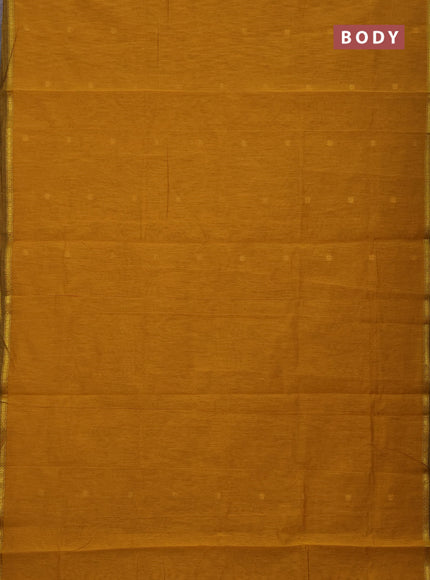 Semi maheswari cotton saree mustard and wine with zari woven buttas and small zari woven border