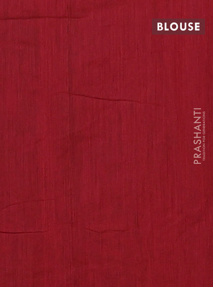 Semi maheswari cotton saree green and maroon with zari woven buttas and small zari woven border
