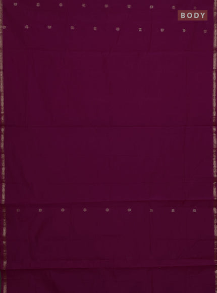 Semi maheswari cotton saree magenta pink and teal green with zari woven buttas and small zari woven border