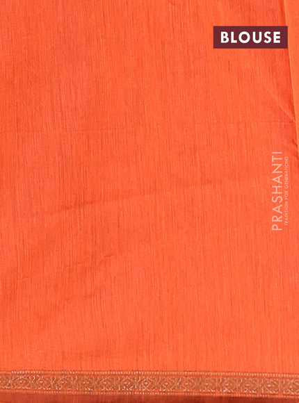 Semi maheswari cotton saree teal green and orange with zari woven buttas and small zari woven border