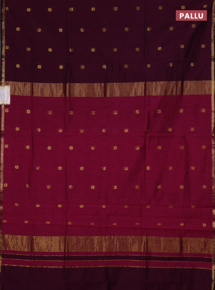 Semi maheswari cotton saree purple and magenta pink with zari woven buttas and small zari woven border