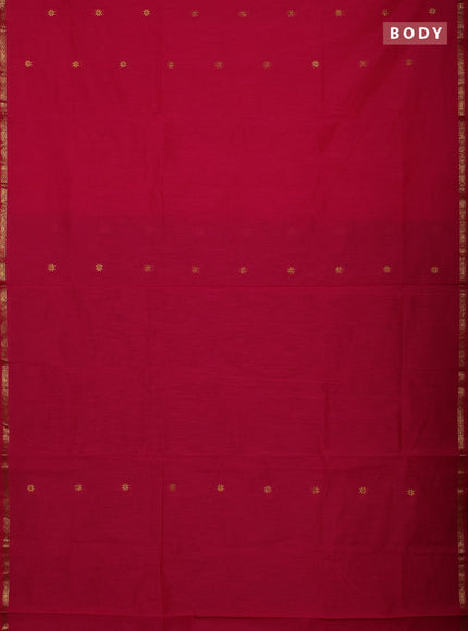 Semi maheswari cotton saree pink and green with zari woven buttas and small zari woven border