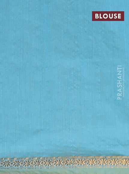 Semi maheswari cotton saree greyish green and blue with zari woven buttas and small zari woven border